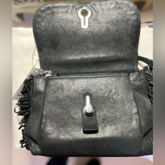 STUART WEITZMAN   LEATHER SATCHEL    Black Black/gray/gold colored hardware. - Picture 5 of 13